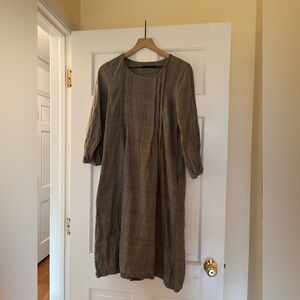 Gudrun Sjoden Checkered Long Sleeve Dress - Brown and Yellow
